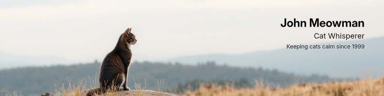 AI-generated LinkedIn banner for John Meowman, Cat Whisperer